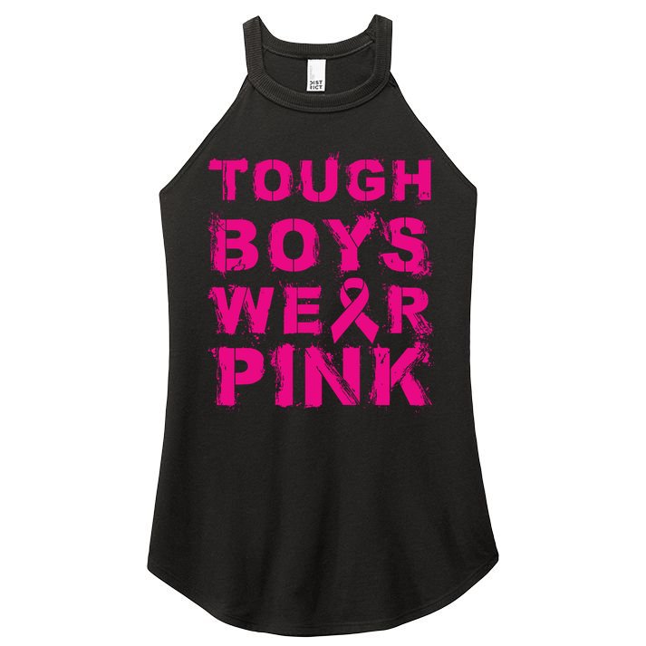 Tough Boy Wear Pink Breast Cancer Awareness Cool Pink Gift Women's Perfect Tri Rocker Tank