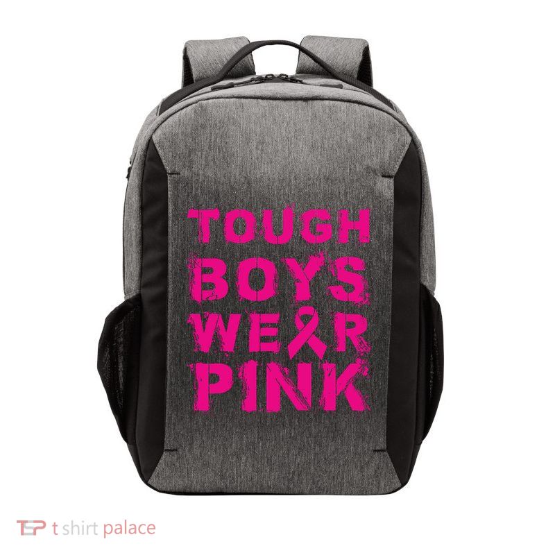 Tough Boy Wear Pink Breast Cancer Awareness Cool Pink Gift Vector Backpack