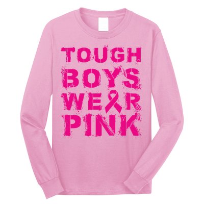 Tough Boy Wear Pink Breast Cancer Awareness Cool Pink Gift Long Sleeve Shirt