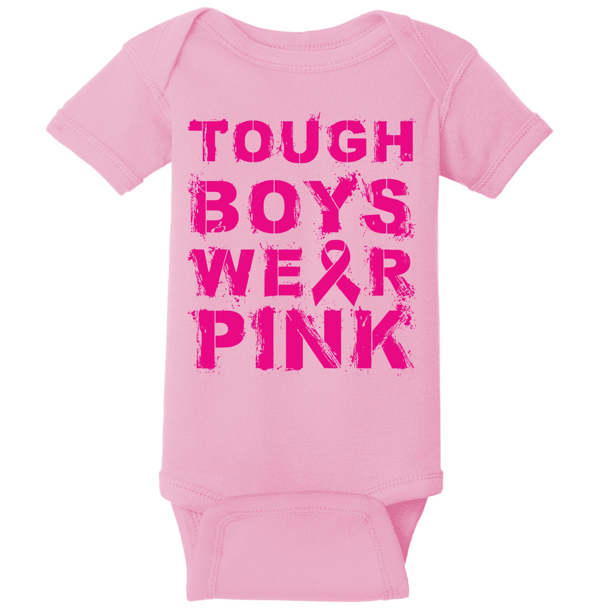 Tough Boy Wear Pink Breast Cancer Awareness Cool Pink Gift Baby Bodysuit