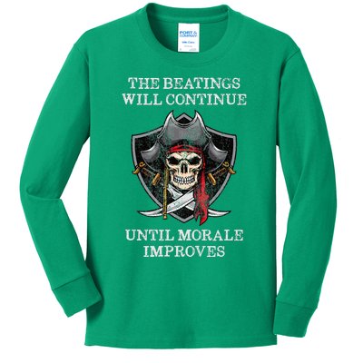 The Beatings Will Continue Until Morale Improves Kids Long Sleeve Shirt