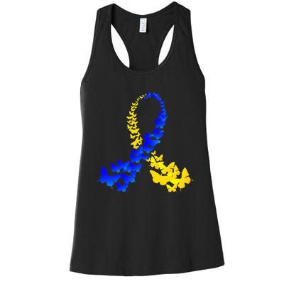 T21 Butterfly World Down Syndrome Day Women's Racerback Tank