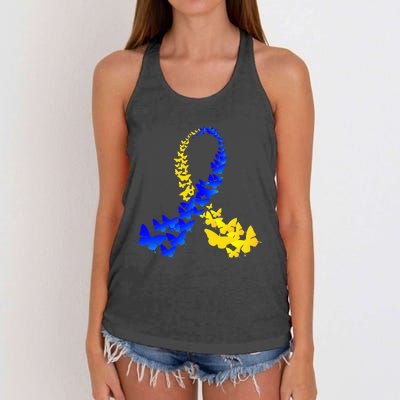 T21 Butterfly World Down Syndrome Day Women's Knotted Racerback Tank