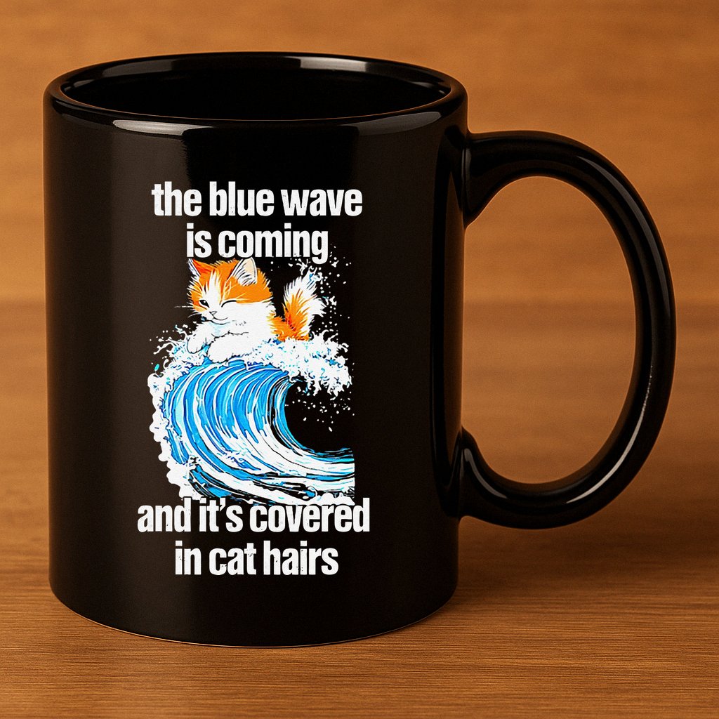 The Blue Wave Is Coming And ItS Covered In Cat Hairs 11oz C Handle Ceramic Mug