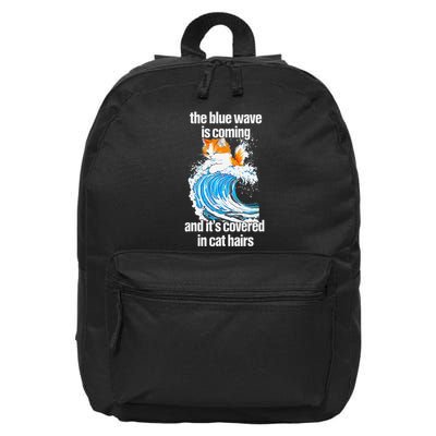 The Blue Wave Is Coming And ItS Covered In Cat Hairs 16 in Basic Backpack