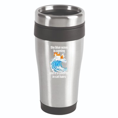 The Blue Wave Is Coming And ItS Covered In Cat Hairs 16oz Travel Tumbler