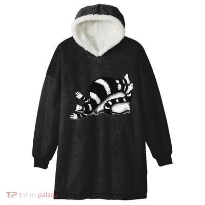 Threadless Boriana Weird Cat Sleeping On Fat Pillow .Png Hooded Wearable Blanket