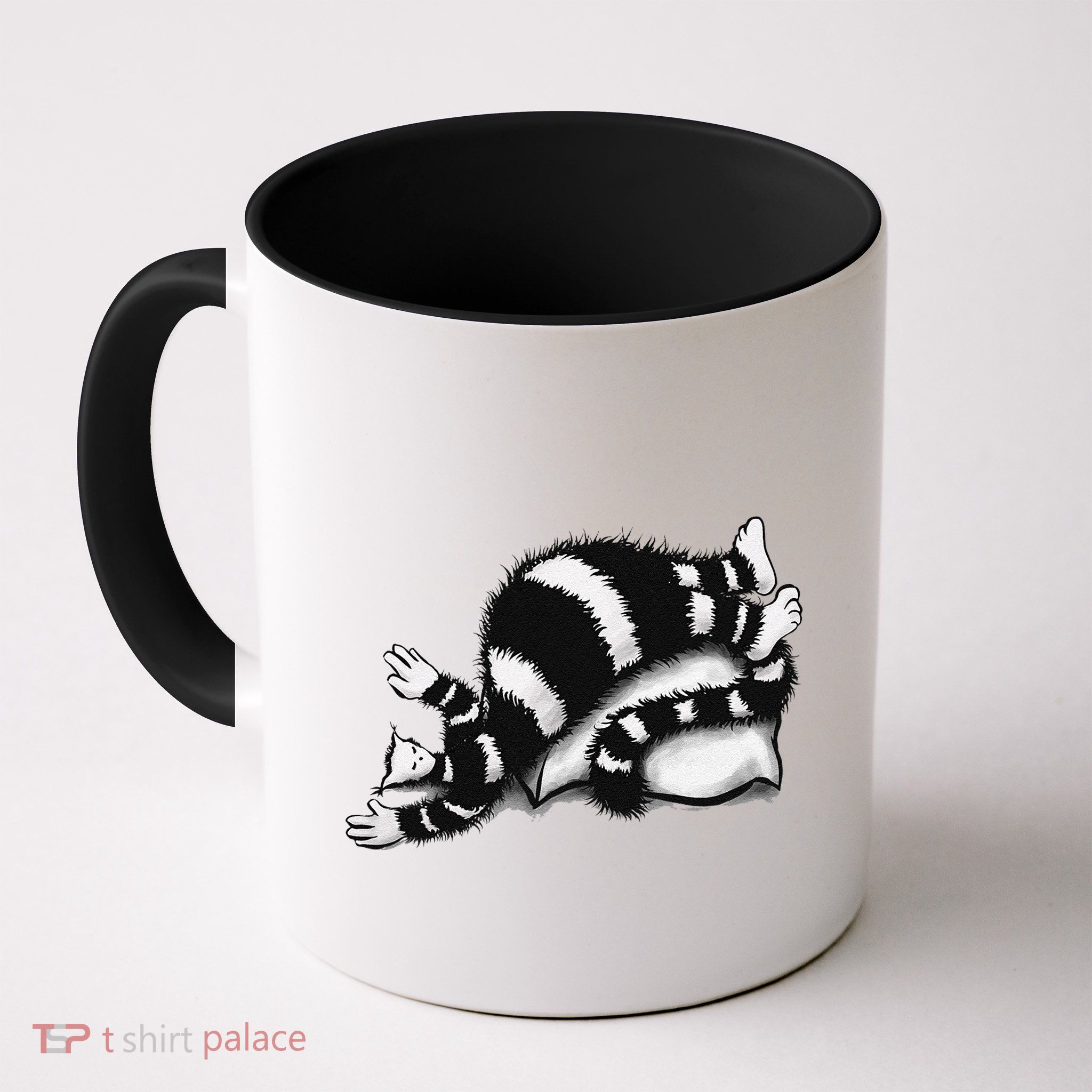 Threadless Boriana Weird Cat Sleeping On Fat Pillow .Png Mug