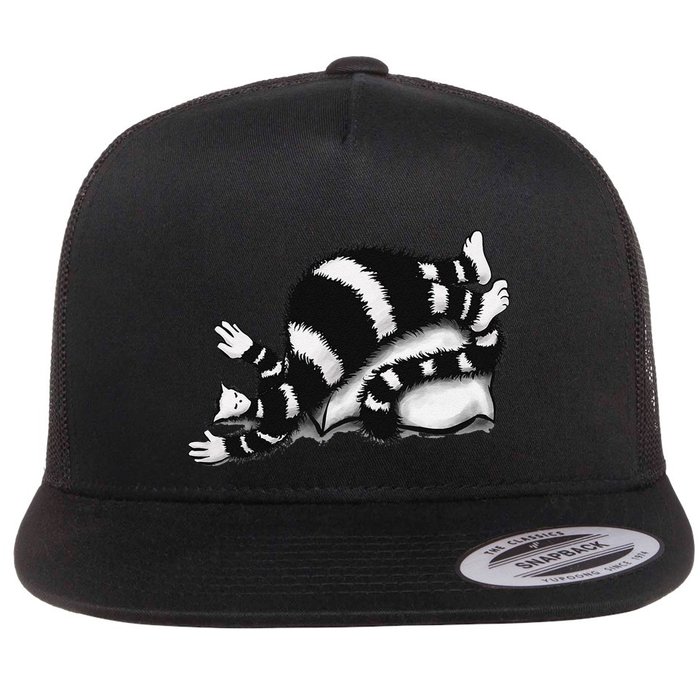 Threadless Boriana Weird Cat Sleeping On Fat Pillow .Png Flat Bill Trucker Hat