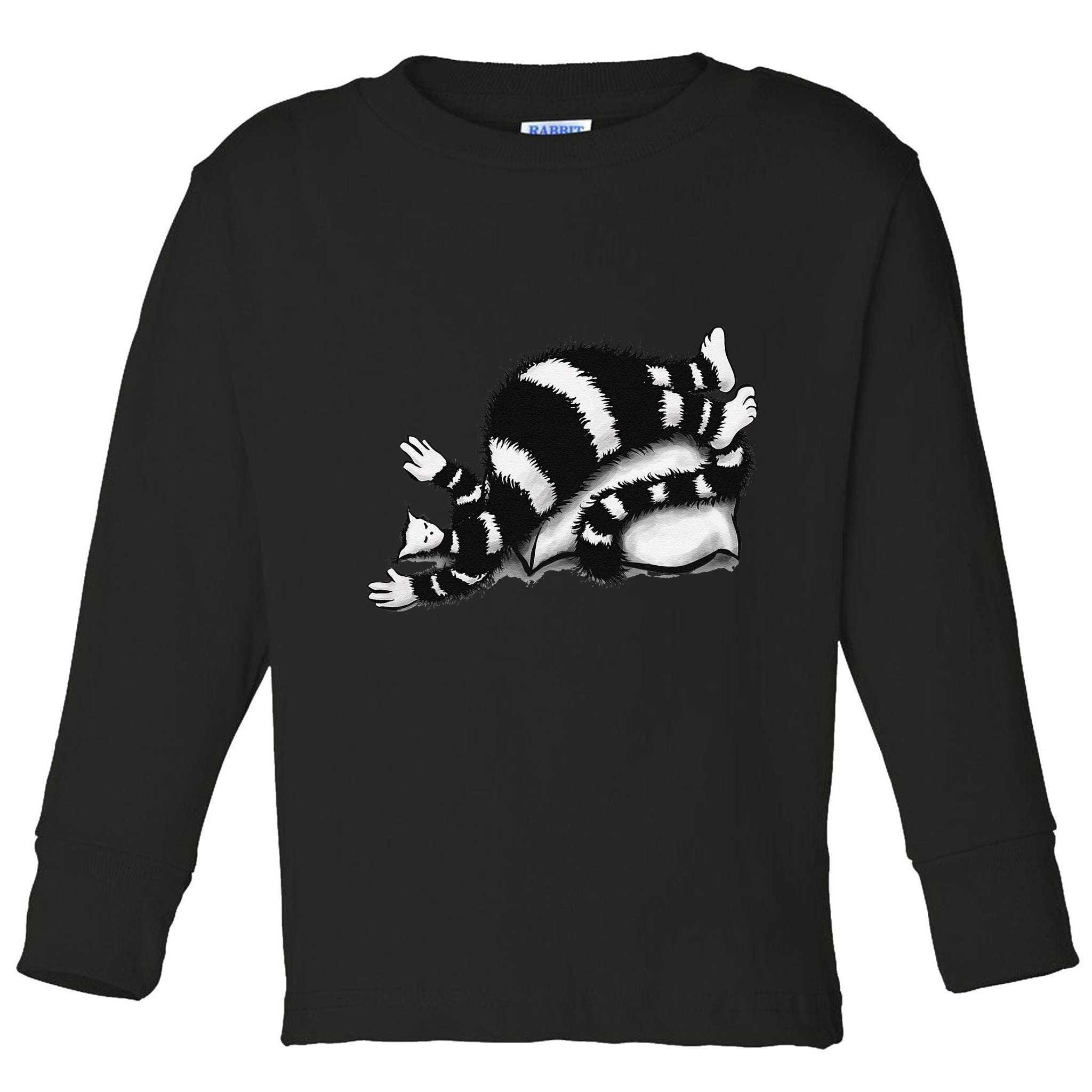 Threadless Boriana Weird Cat Sleeping On Fat Pillow .Png Toddler Long Sleeve Shirt
