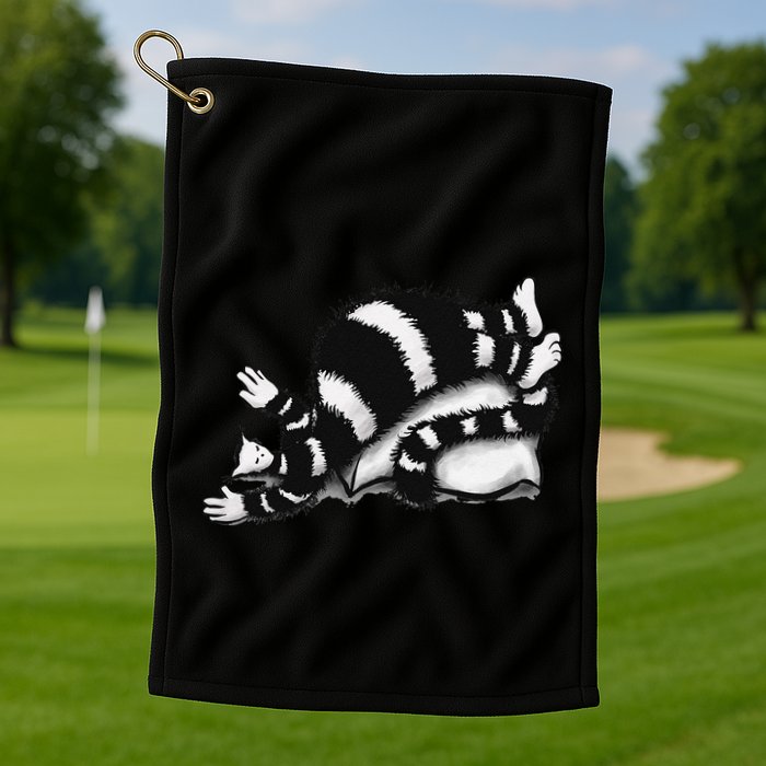 Threadless Boriana Weird Cat Sleeping On Fat Pillow .Png Golf Towel