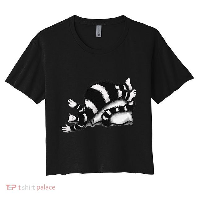 Threadless Boriana Weird Cat Sleeping On Fat Pillow .Png Crop Top