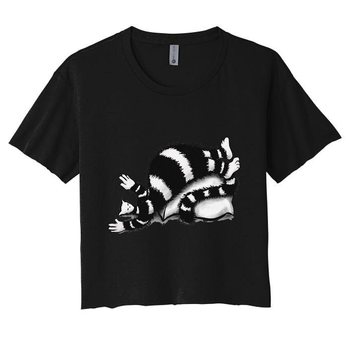 Threadless Boriana Weird Cat Sleeping On Fat Pillow .Png Women's Crop Top Tee