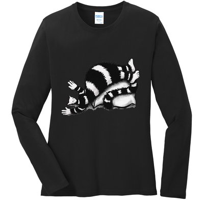 Threadless Boriana Weird Cat Sleeping On Fat Pillow .Png Ladies Long Sleeve Shirt
