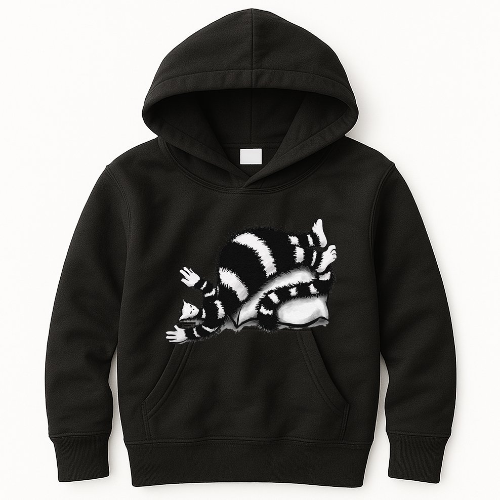 Threadless Boriana Weird Cat Sleeping On Fat Pillow .Png Kids Hoodie