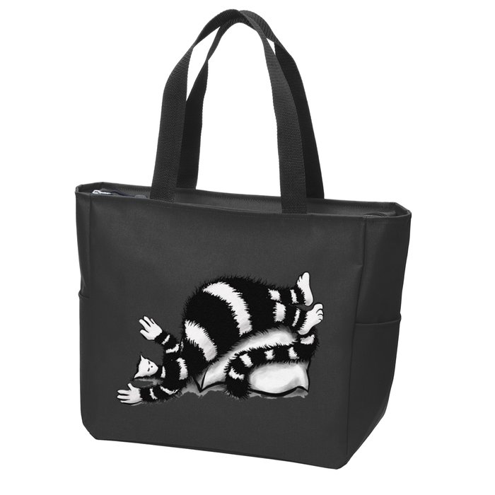 Threadless Boriana Weird Cat Sleeping On Fat Pillow .Png Zip Tote Bag