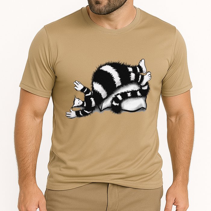 Threadless Boriana Weird Cat Sleeping On Fat Pillow .Png Cooling Performance Crew T-Shirt