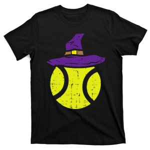 Tennis Ball Witch Hat Funny Halloween Sport Player Gift T-Shirt