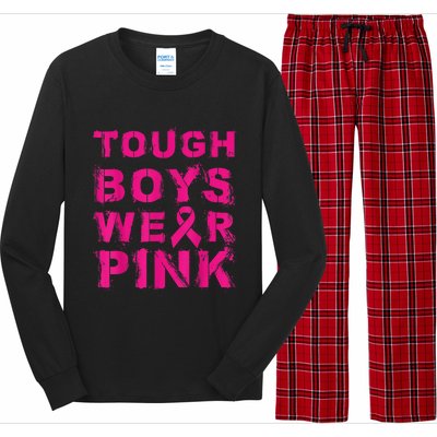 Tough Boy Wear Pink Cool Pink Breast Cancer Awareness Kid Long Sleeve Pajama Set