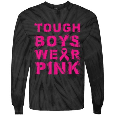 Tough Boy Wear Pink Cool Pink Breast Cancer Awareness Kid Tie-Dye Long Sleeve Shirt