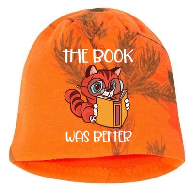 The Book Was Better Meaningful Gift Reading Lover Glasses Cat And Book Gift Kati - Camo Knit Beanie