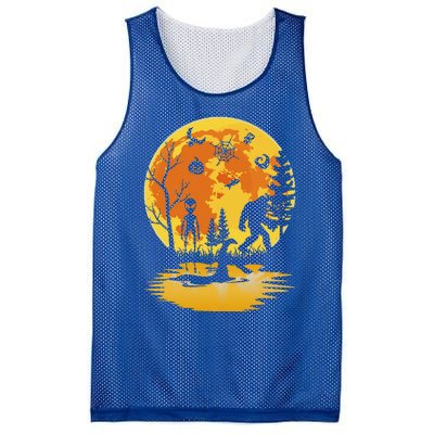 Th Bigfoot With Alien Lochnech Monster Costume Halloween Mesh Reversible Basketball Jersey Tank