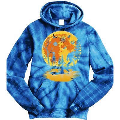 Th Bigfoot With Alien Lochnech Monster Costume Halloween Tie Dye Hoodie