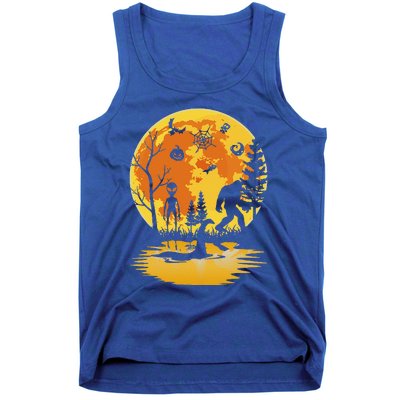 Th Bigfoot With Alien Lochnech Monster Costume Halloween Tank Top