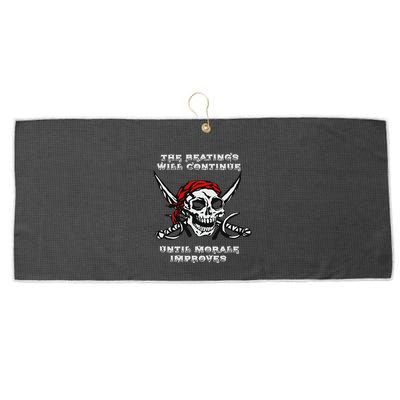 The Beatings Will Continue Until Morale Improves Large Microfiber Waffle Golf Towel