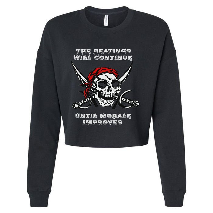 The Beatings Will Continue Until Morale Improves Cropped Pullover Crew