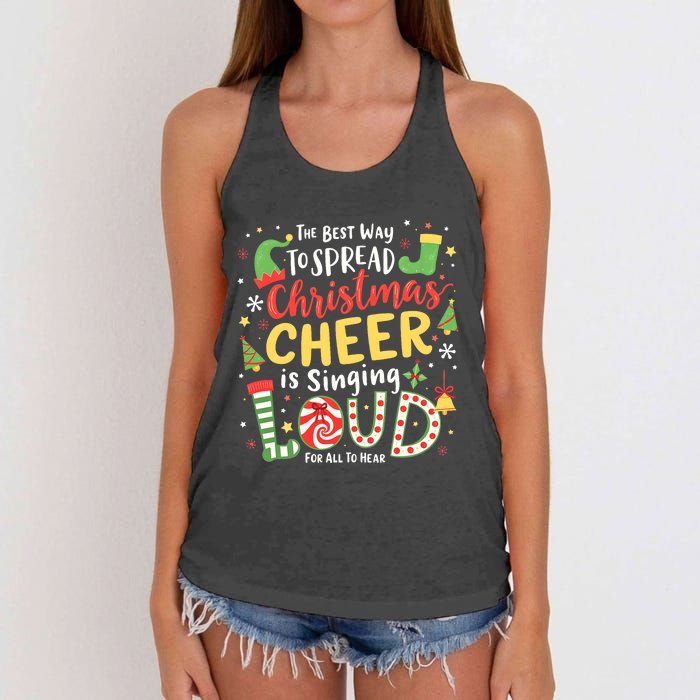 The Best Way To Spread Christmas Cheer Is Singing Loud Xmas Women's Knotted Racerback Tank