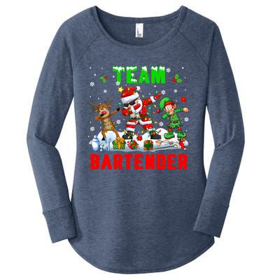 Team Bartender Xmas Dabbing Reindeer Santa Sunglasses Cool Gift Women's Perfect Tri Tunic Long Sleeve Shirt