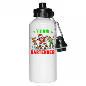 Team Bartender Xmas Dabbing Reindeer Santa Sunglasses Cool Gift Aluminum Water Bottle