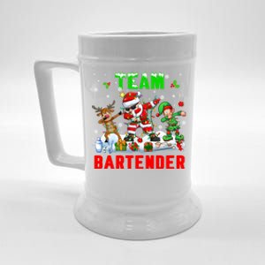 Team Bartender Xmas Dabbing Reindeer Santa Sunglasses Cool Gift Beer Stein