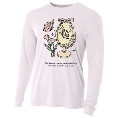 The Beauty You See In Anything Is A Reflection Funny Design Cooling Performance Long Sleeve Crew