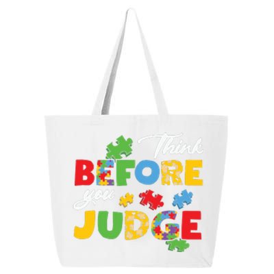 Think Before You Judge Puzzle Autism Awareness Month 25L Jumbo Tote