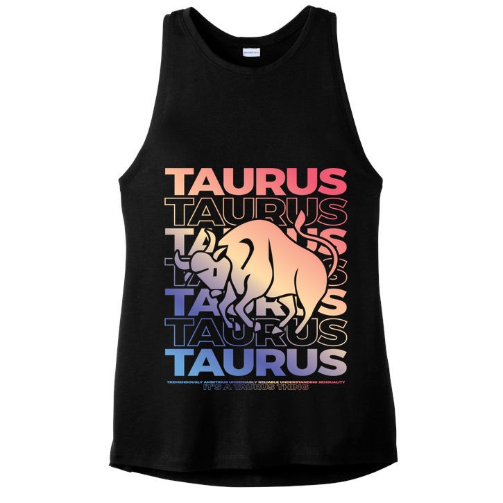 Taurus Bull Zodiac Esoteric Astrology Gift Ladies PosiCharge Tri-Blend Wicking Tank