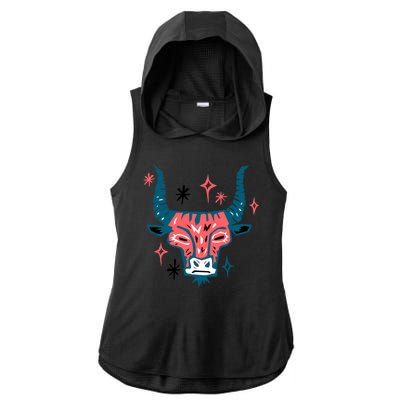 Taurus Bull Zodiac Birthday Ladies PosiCharge Tri-Blend Wicking Draft Hoodie Tank