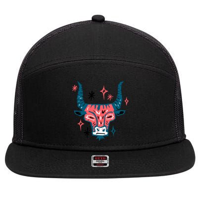 Taurus Bull Zodiac Birthday 7 Panel Mesh Trucker Snapback Hat