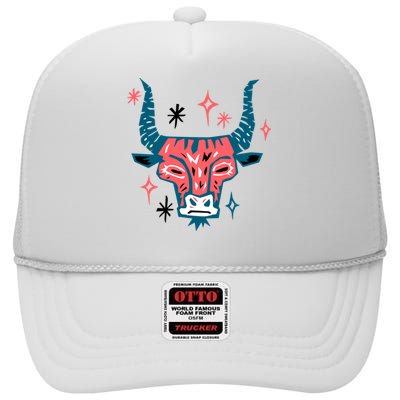 Taurus Bull Zodiac Birthday High Crown Mesh Back Trucker Hat