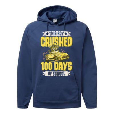 This Crushed 100 Days Of School Kindergarten Saying Gift Performance Fleece Hoodie