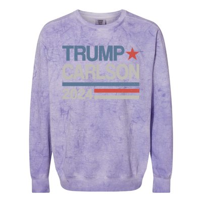 Trump Carlson 2024 President Election Pro America US Flag Colorblast Crewneck Sweatshirt