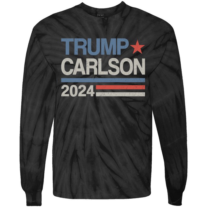 Trump Carlson 2024 President Election Pro America US Flag Tie-Dye Long Sleeve Shirt