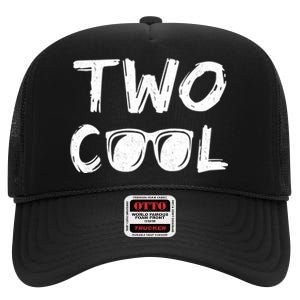 Two Cool 2nd Birthday Gift 2 Year Old Second Bday High Crown Mesh Back Trucker Hat