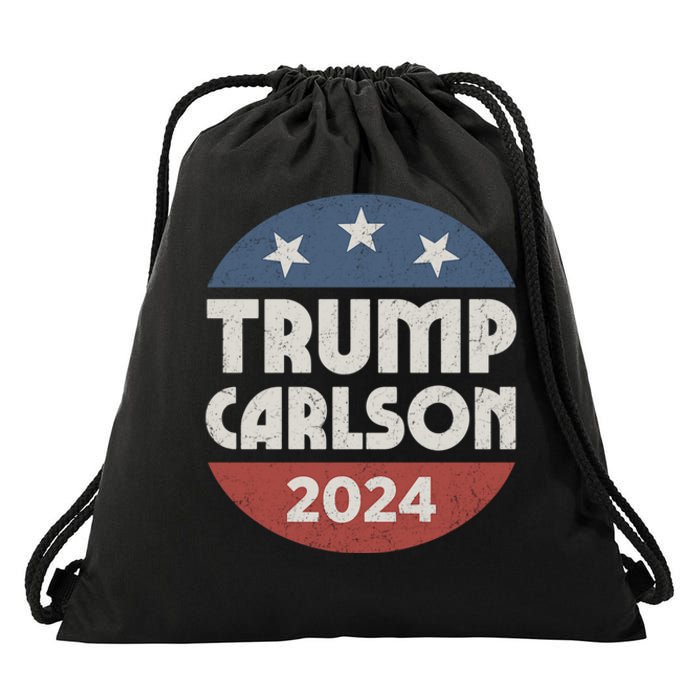 Trump Carlson 2024 President Election Pro America US Flag Drawstring Bag