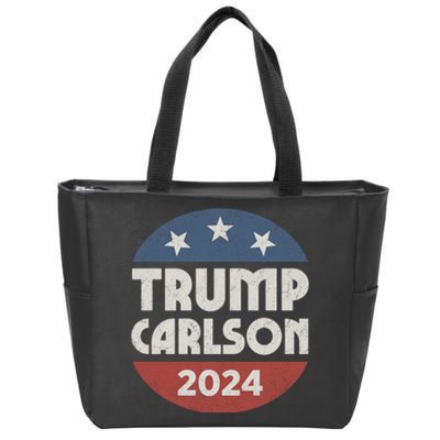 Trump Carlson 2024 President Election Pro America US Flag Zip Tote Bag