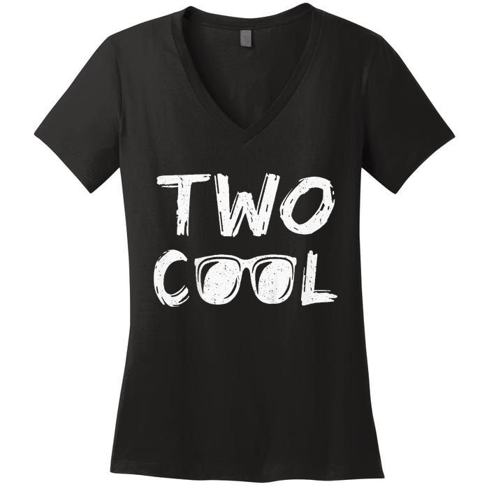 Two Cool 2nd Birthday Gift 2 Year Old Women's V-Neck T-Shirt