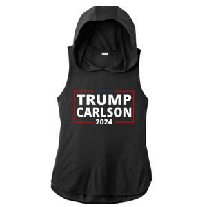 Trump Carlson 2024 President Election Pro America US Flag Ladies PosiCharge Tri-Blend Wicking Draft Hoodie Tank