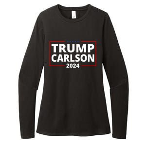 Trump Carlson 2024 President Election Pro America US Flag Womens CVC Long Sleeve Shirt