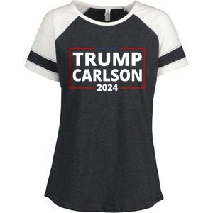 Trump Carlson 2024 President Election Pro America US Flag Enza Ladies Jersey Colorblock Tee